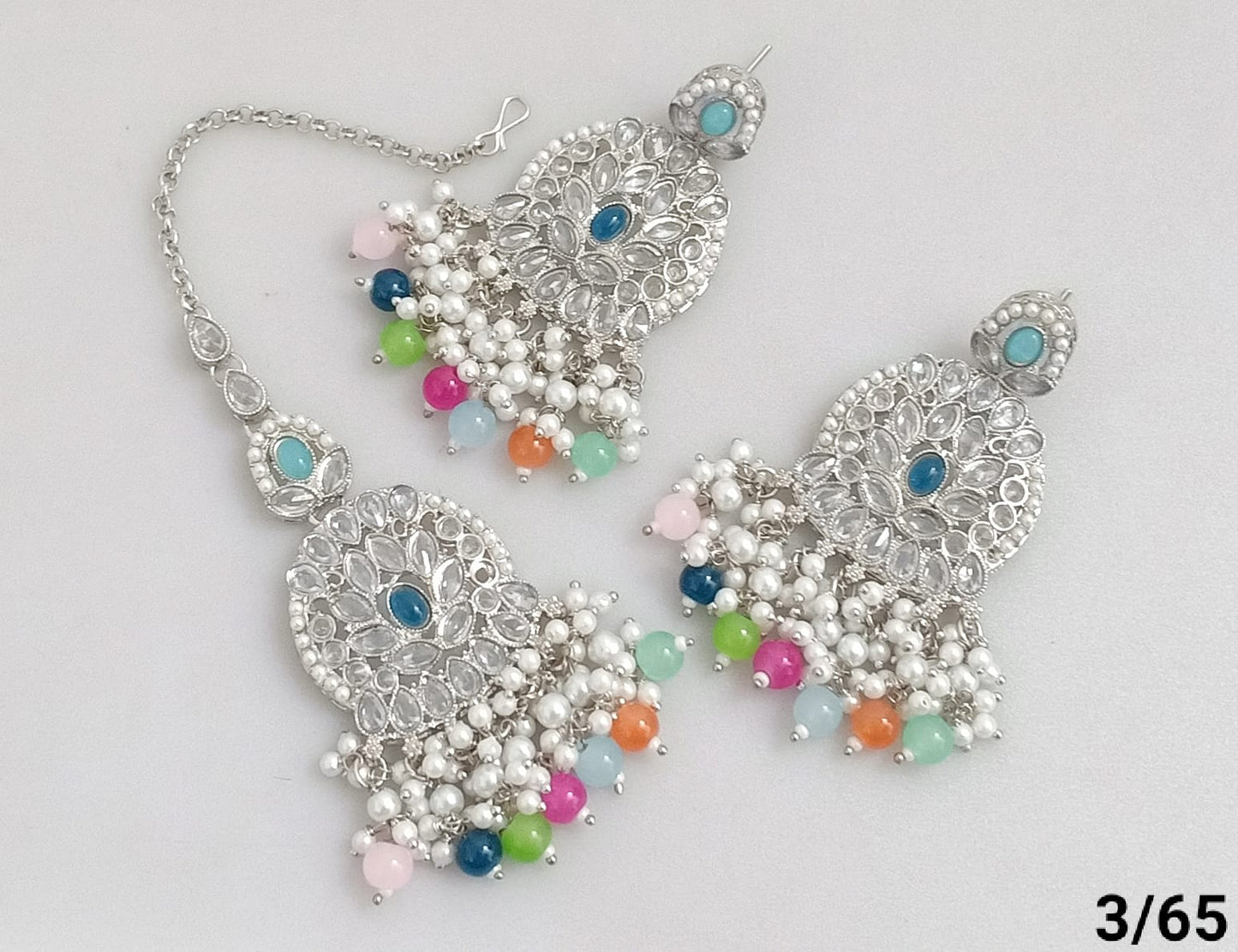 Silver Plated Earring Mangtika Set