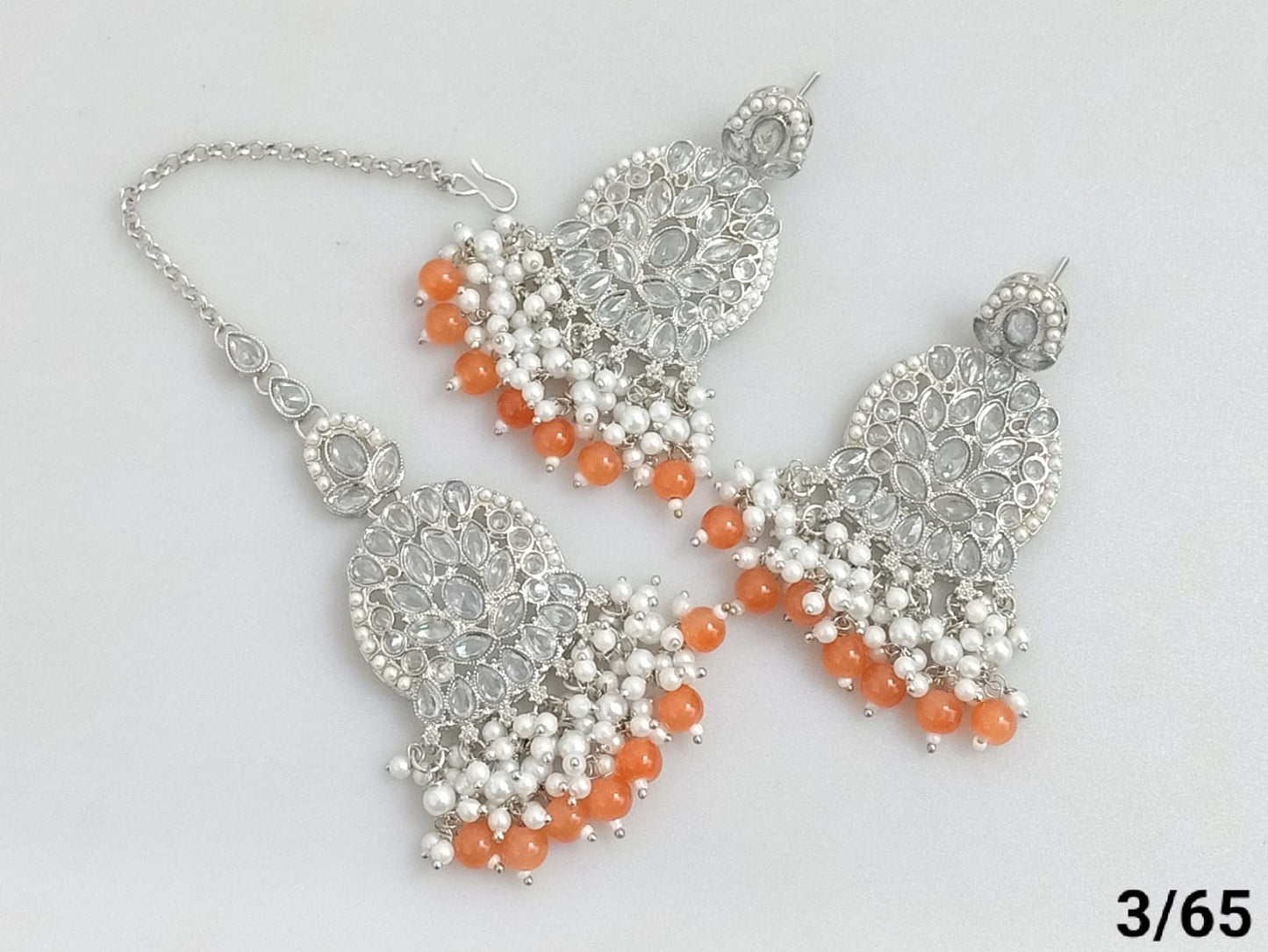 Silver Plated Earring Mangtika Set