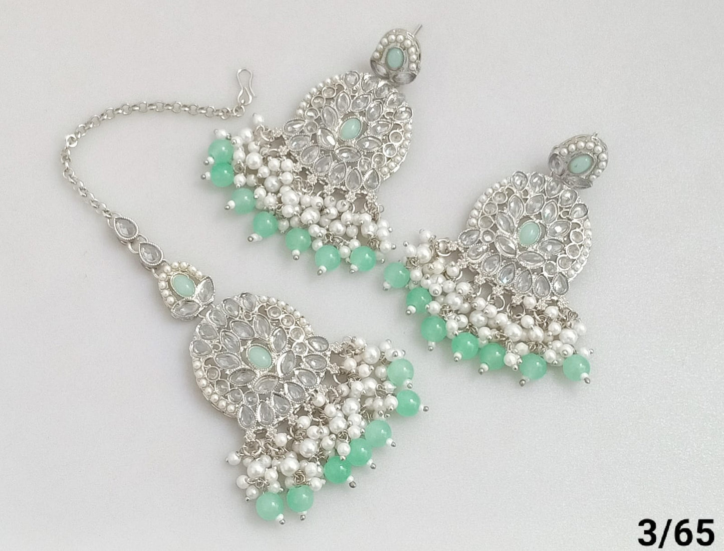 Silver Plated Earring Mangtika Set