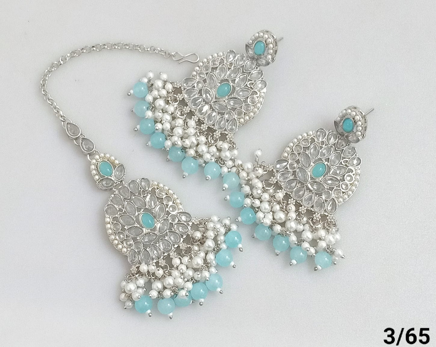Silver Plated Earring Mangtika Set