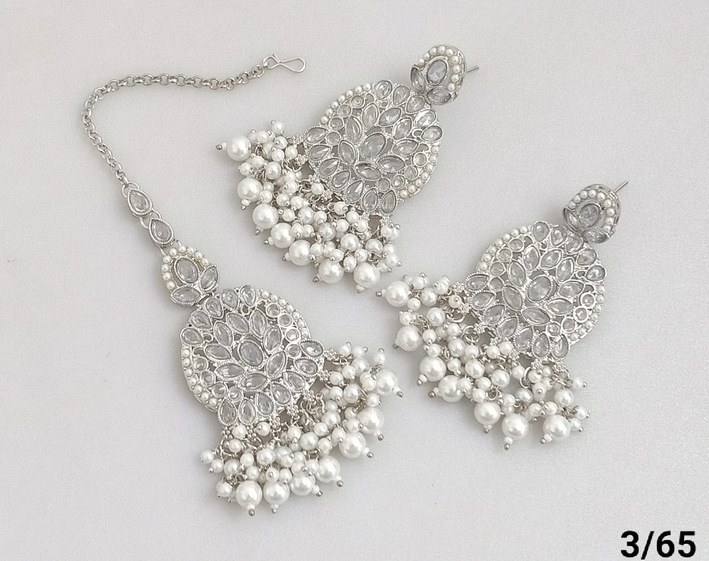 Silver Plated Earring Mangtika Set
