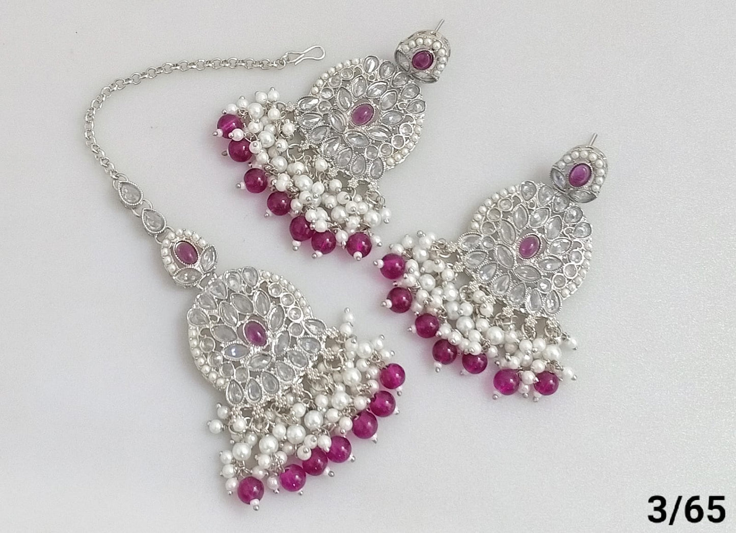 Silver Plated Earring Mangtika Set