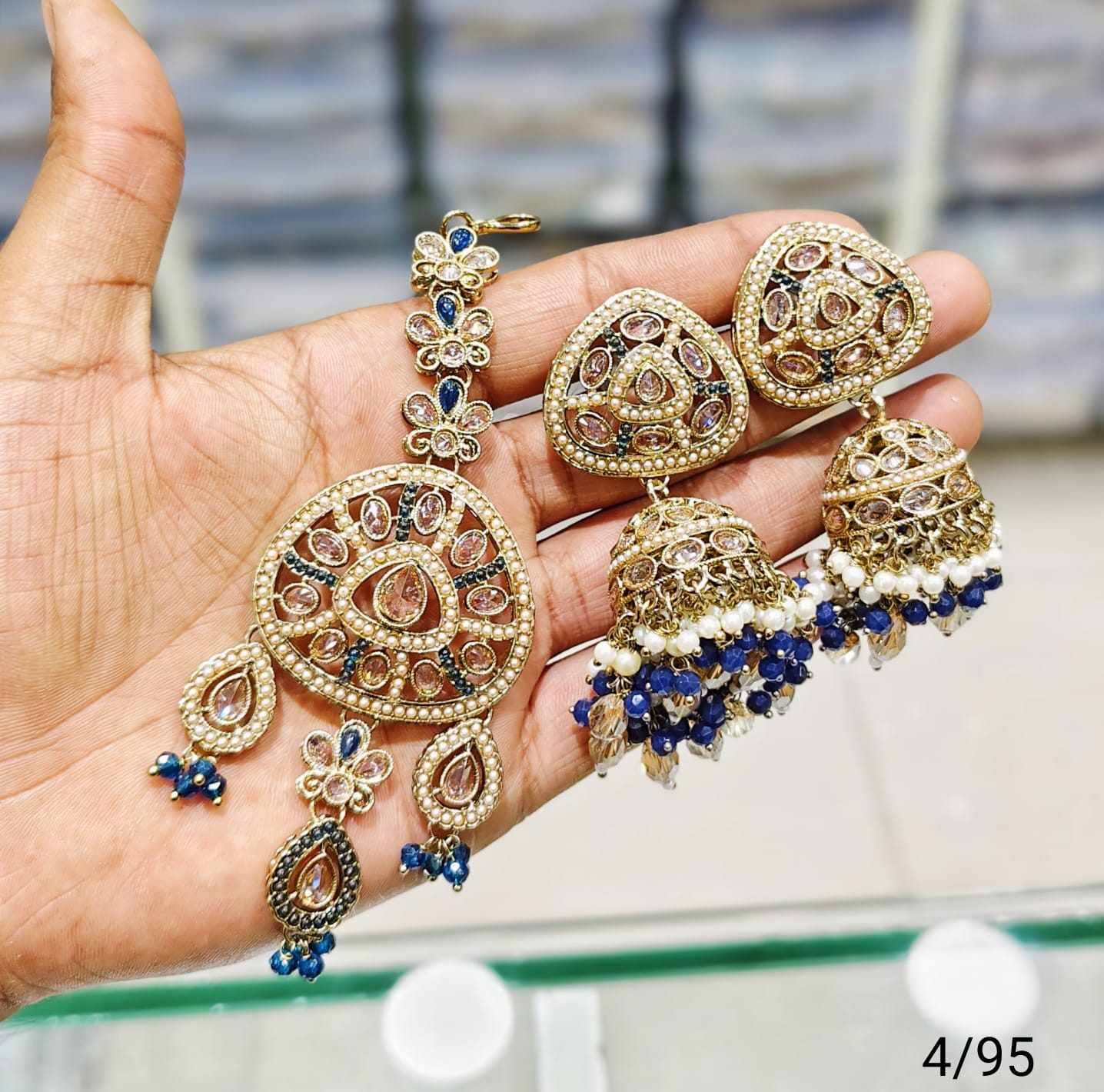 Antique Gold Plated Earring Mangtika Set
