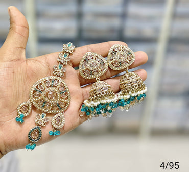 Antique Gold Plated Earring Mangtika Set