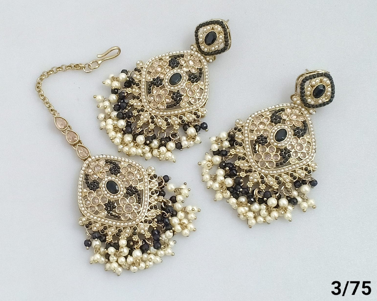 Antique Gold Plated Earring Mangtika Set