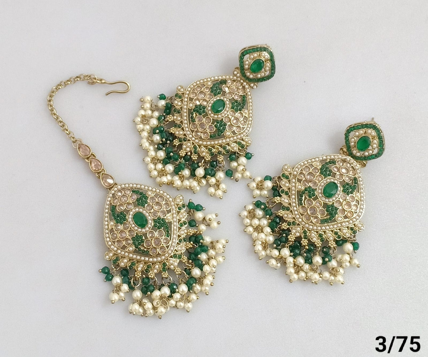 Antique Gold Plated Earring Mangtika Set