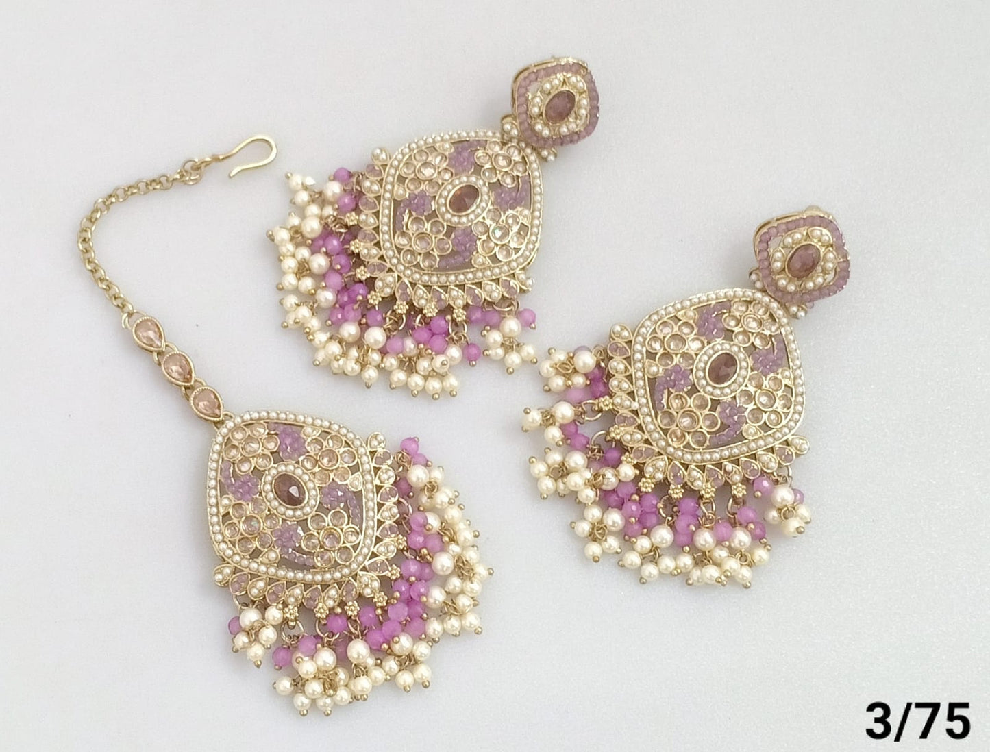 Antique Gold Plated Earring Mangtika Set