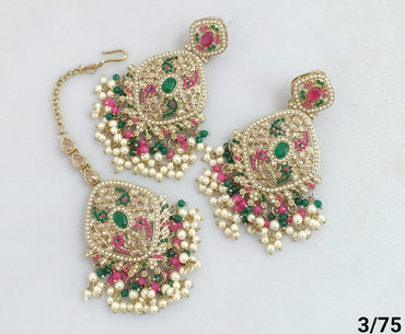 Antique Gold Plated Earring Mangtika Set