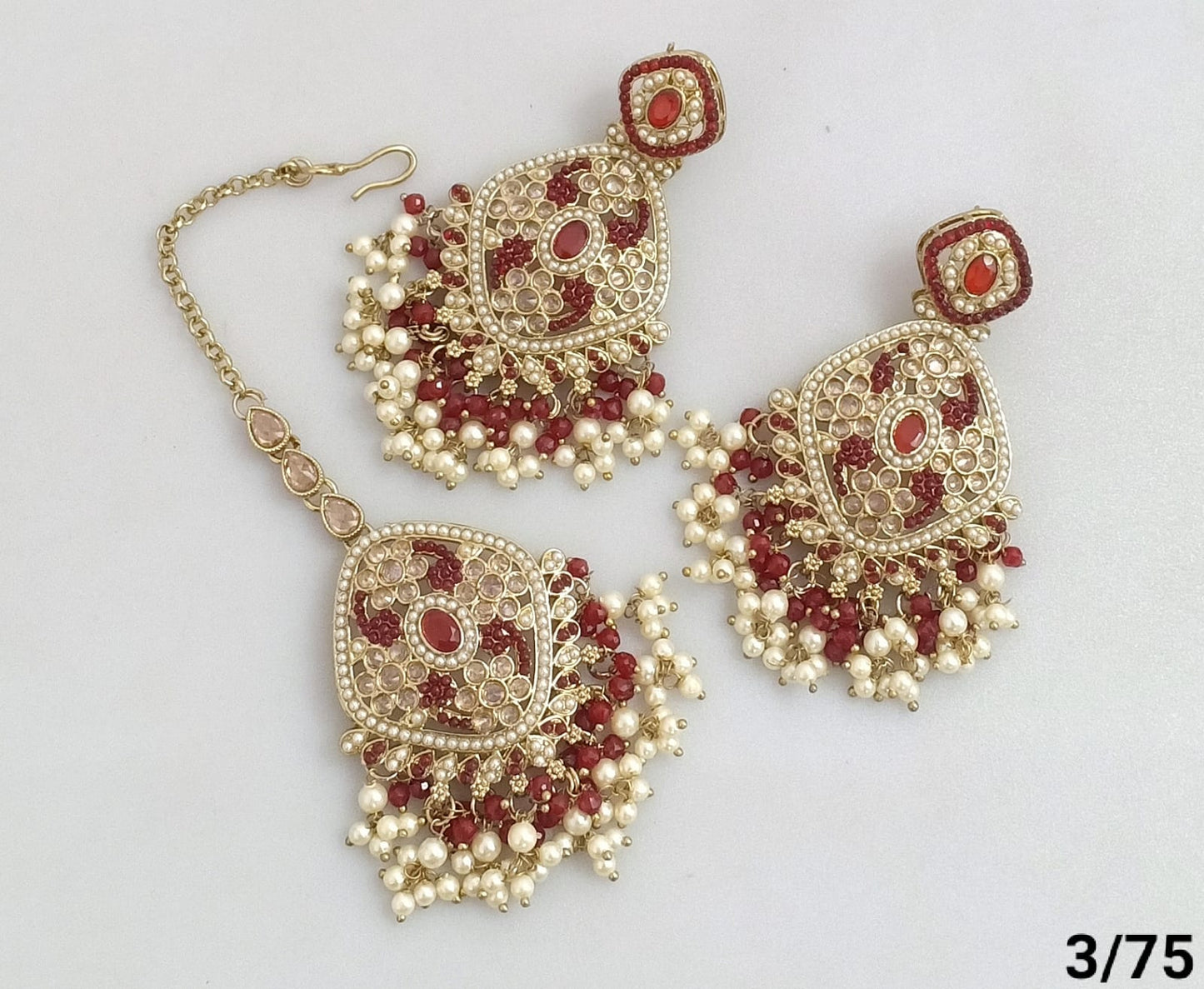 Antique Gold Plated Earring Mangtika Set