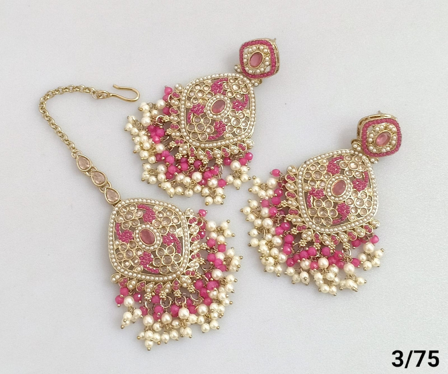 Antique Gold Plated Earring Mangtika Set
