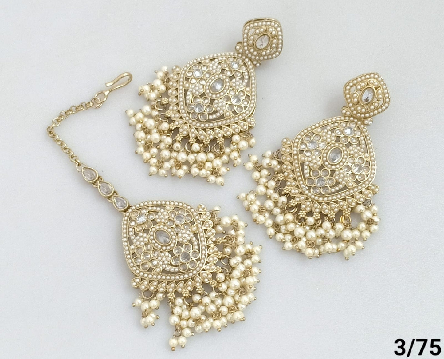 Antique Gold Plated Earring Mangtika Set