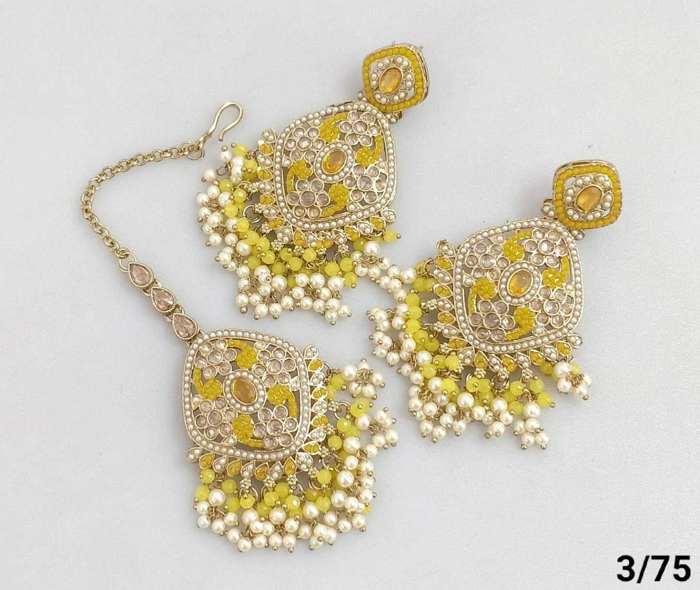Antique Gold Plated Earring Mangtika Set