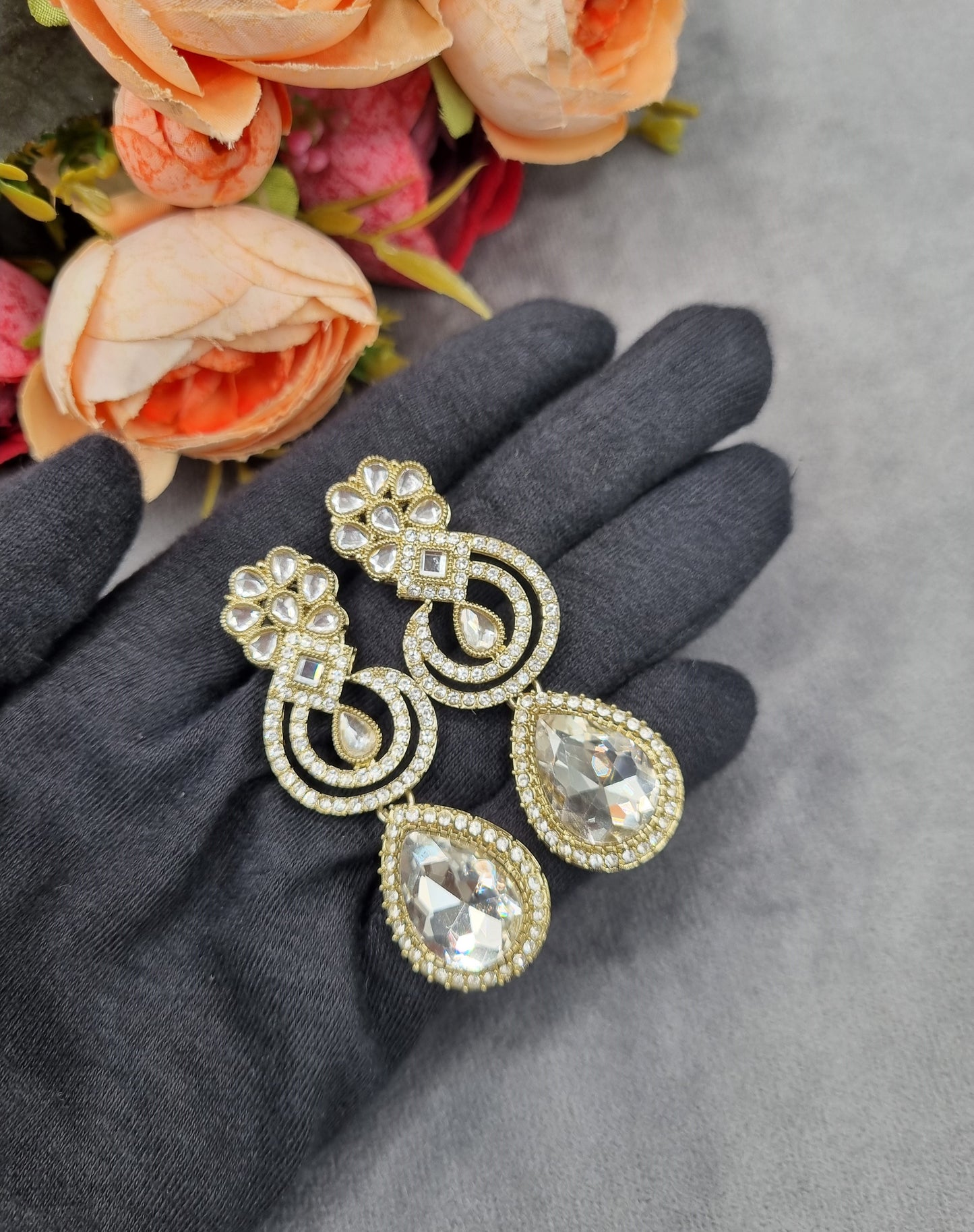 Teardrop Crystal Art Deco Statement Earrings