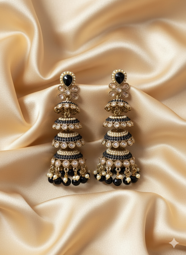 Pastel Pink Multi-Tier Heritage Jhumkas