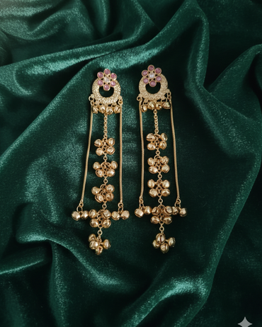 Traditional Kashmiri Ghungroo With Long Chain Drop Earrings For Woman