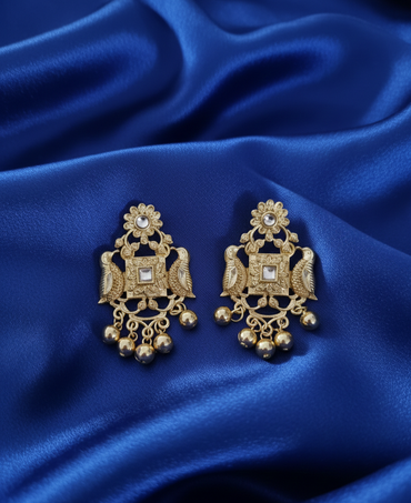 Traditional Gold Kashmiri Ghungroo Drop Earrings For Woman & Girls