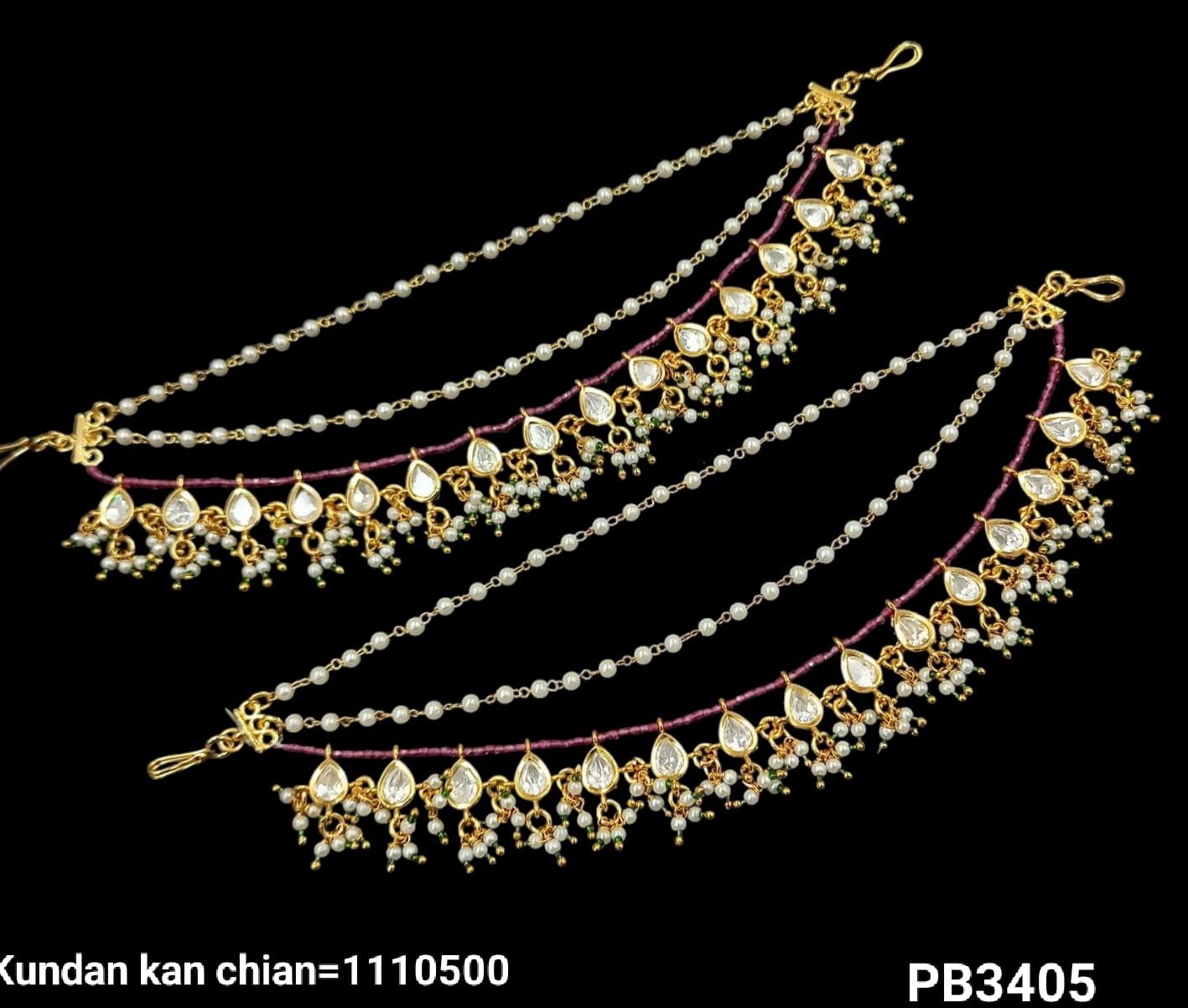 Kundan Gold Plated Long Ear Chain Earring