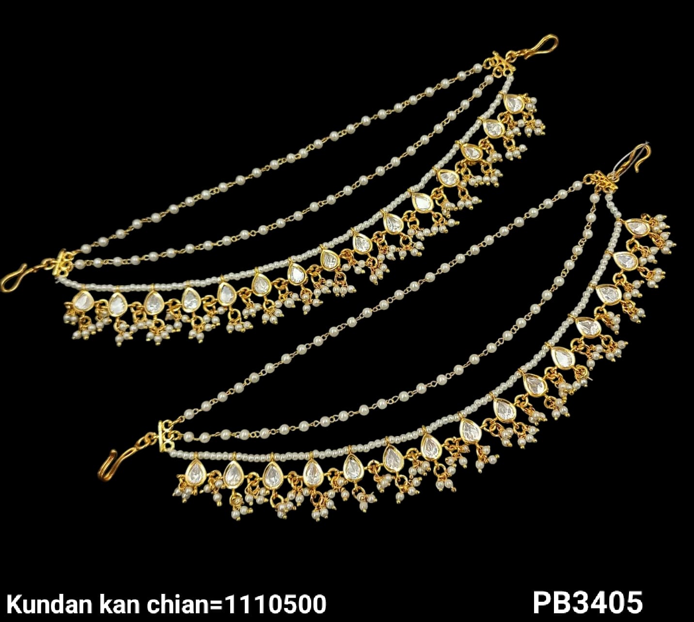 Kundan Gold Plated Long Ear Chain Earring