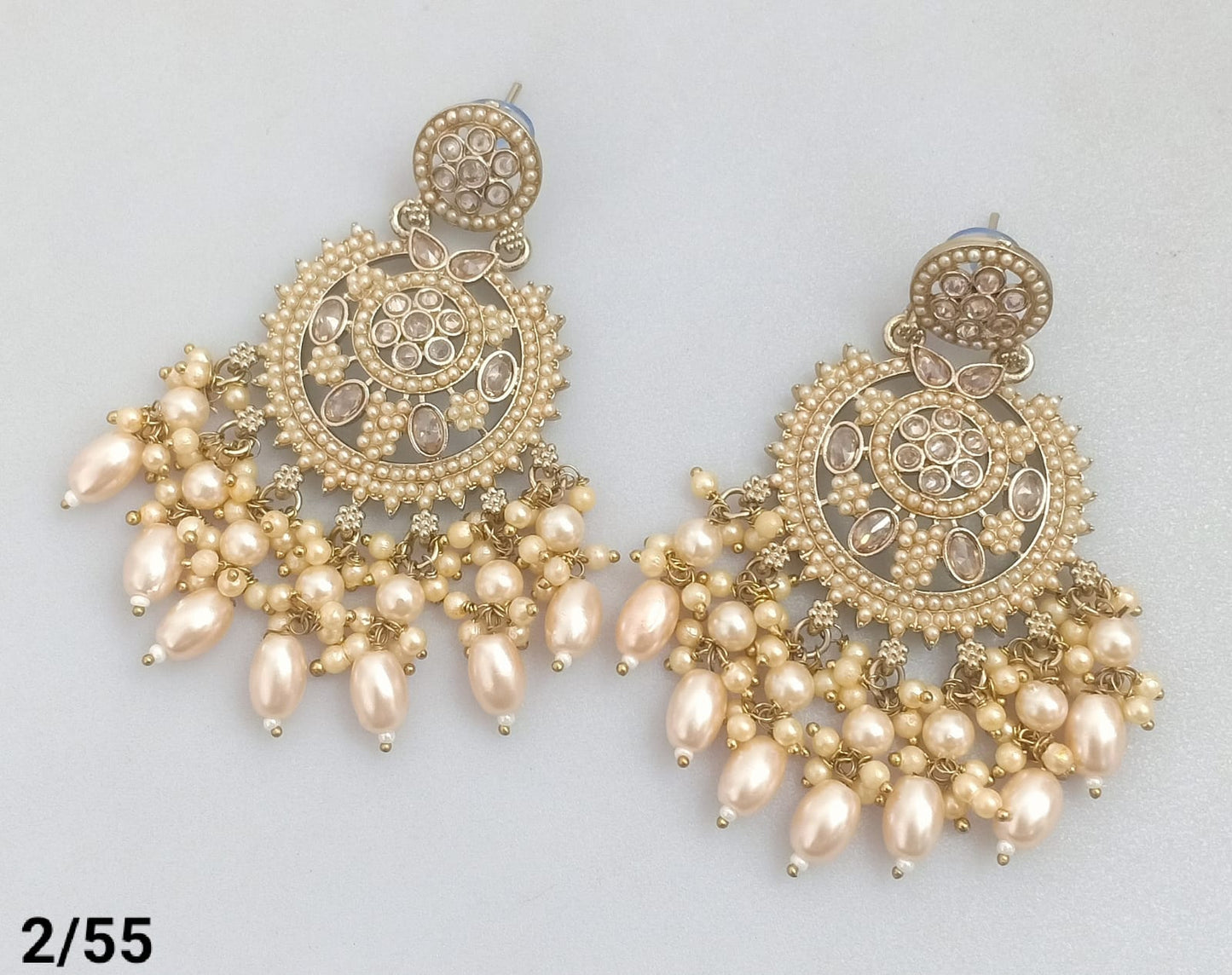 Statement Bridal Earrings – Kundan-Style Design with Layered Drops