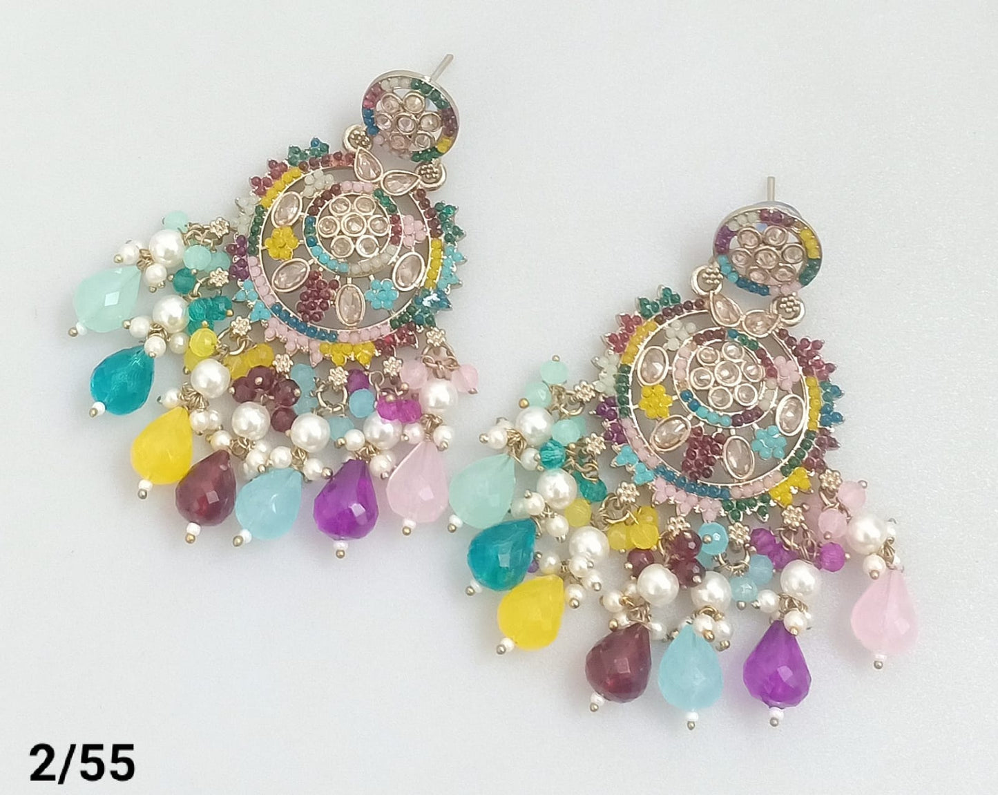 Statement Bridal Earrings – Kundan-Style Design with Layered Drops