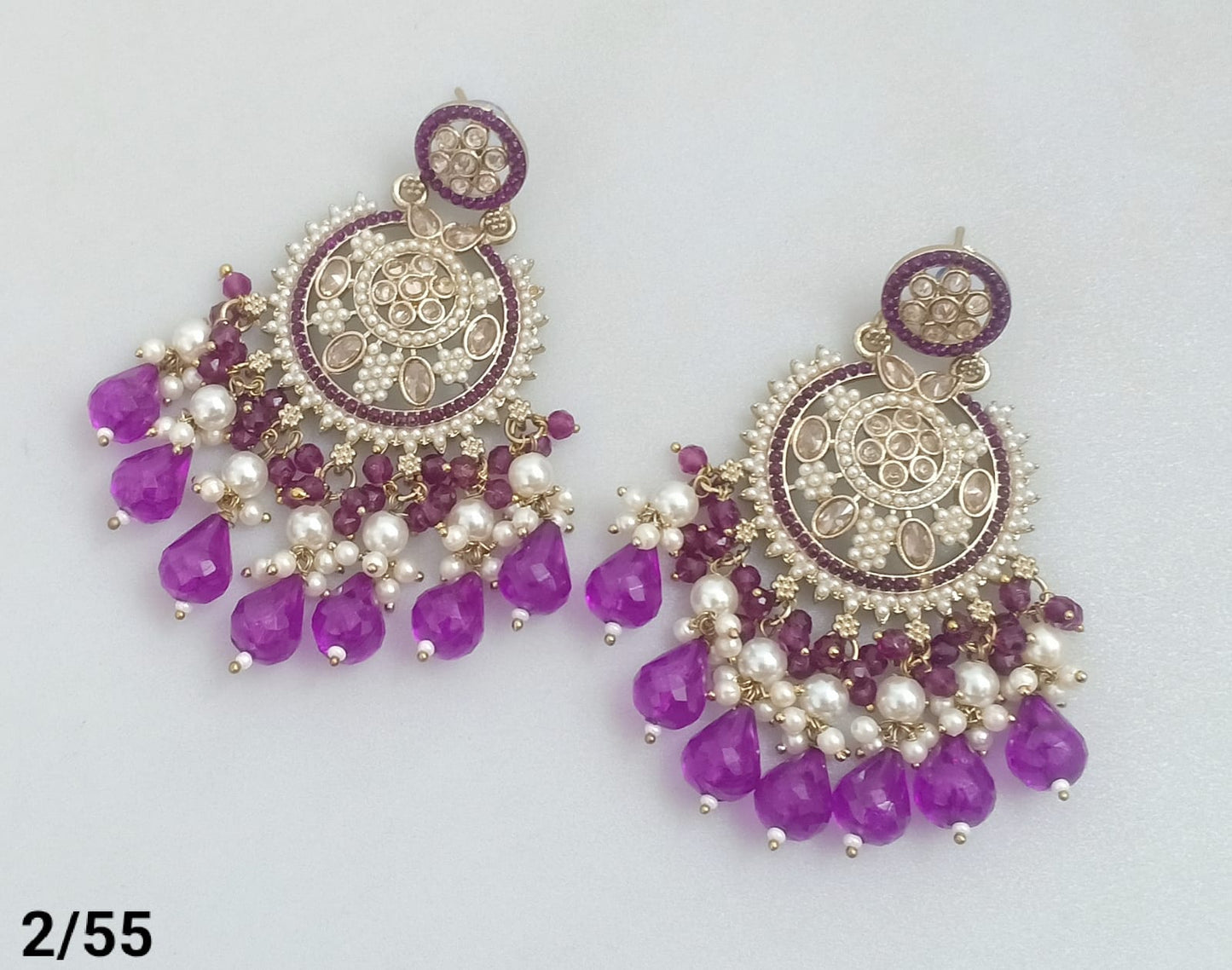 Statement Bridal Earrings – Kundan-Style Design with Layered Drops