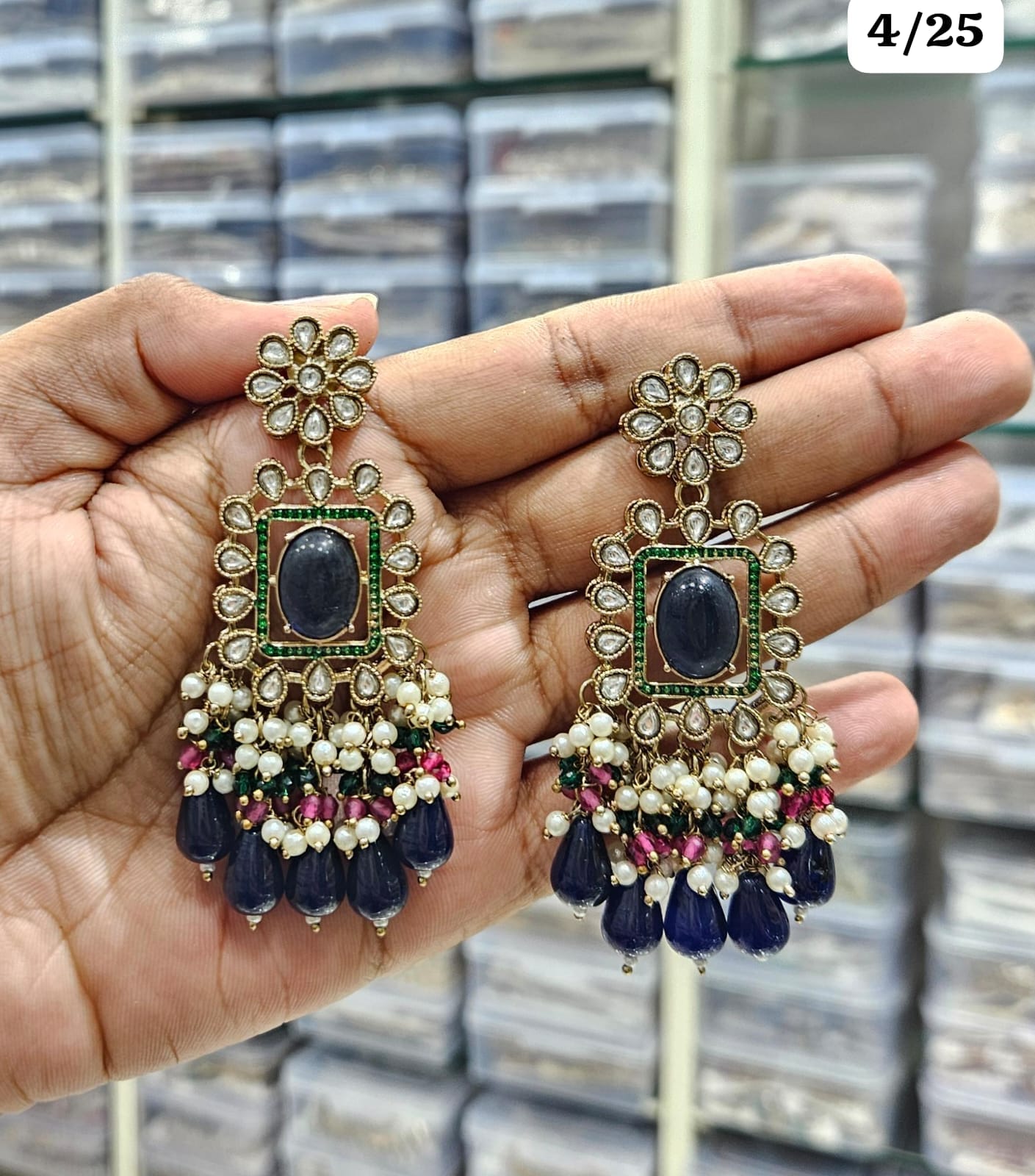 Elegant Chandbali Earrings with Beads and Pearl Accents - Lucentemarket