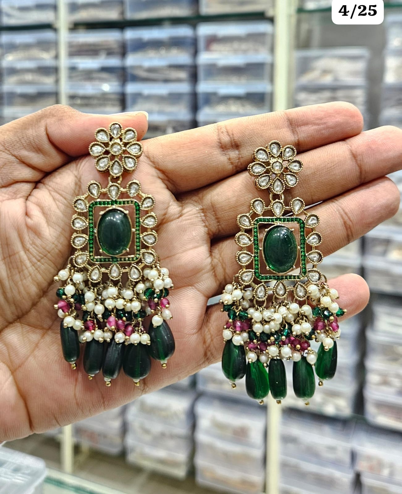 Elegant Chandbali Earrings with Beads and Pearl Accents - Lucentemarket