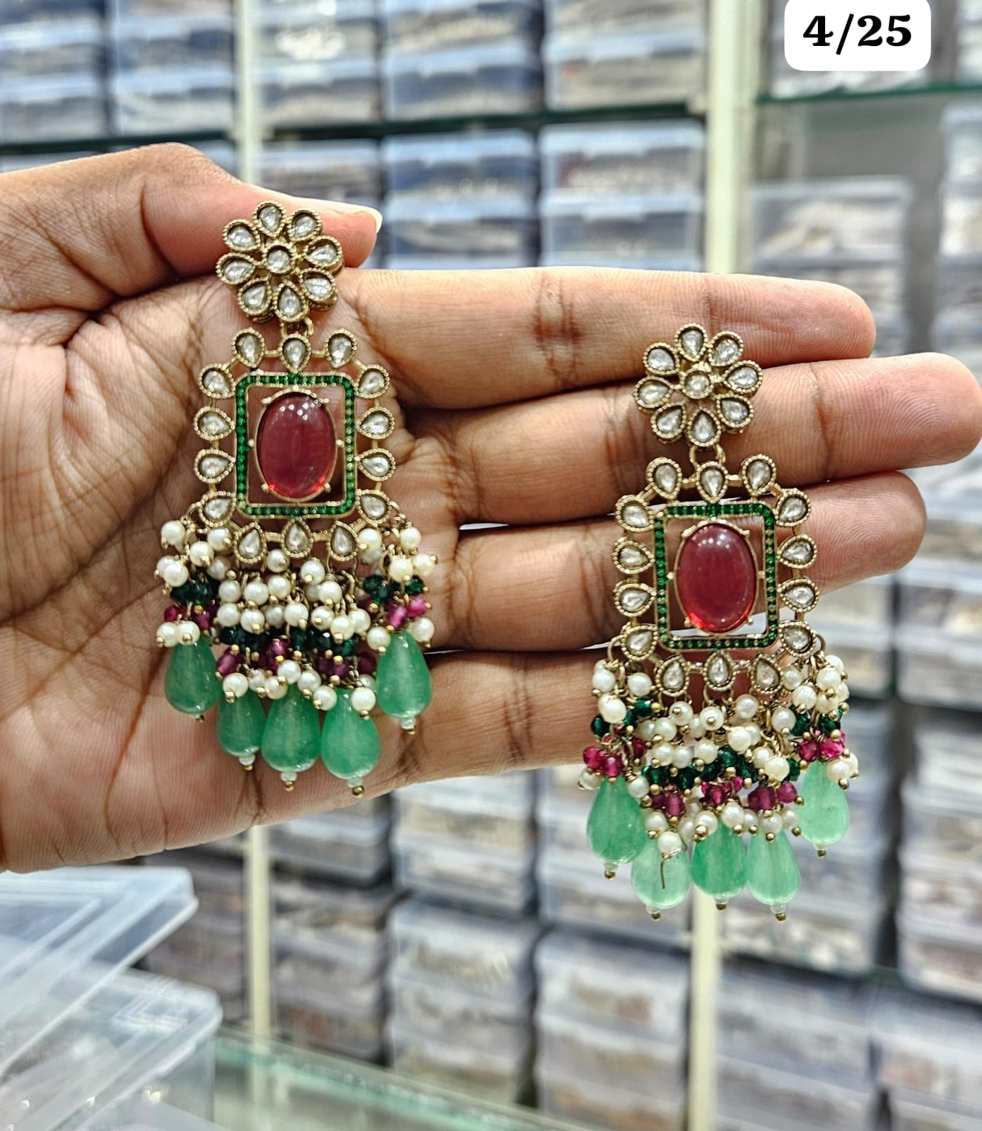 Elegant Chandbali Earrings with Beads and Pearl Accents - Lucentemarket