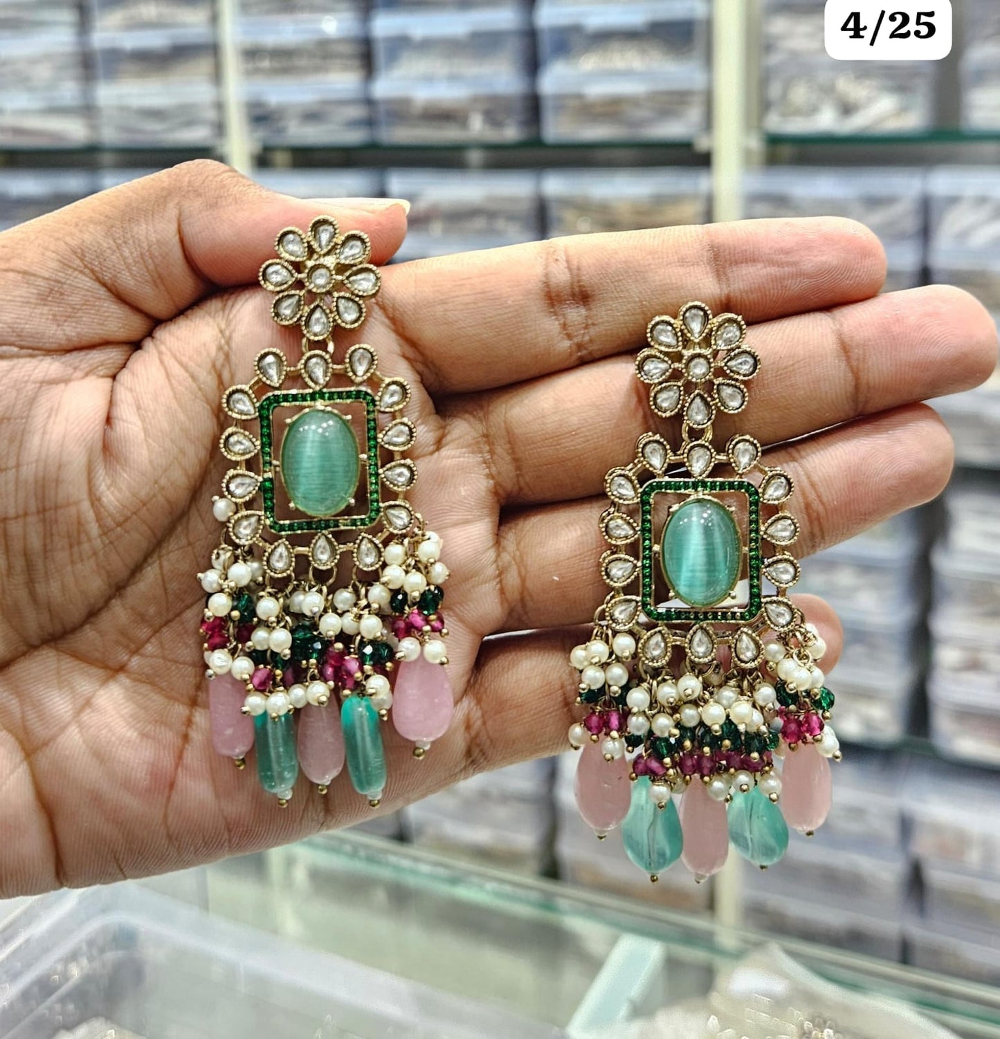 Elegant Chandbali Earrings with Beads and Pearl Accents - Lucentemarket