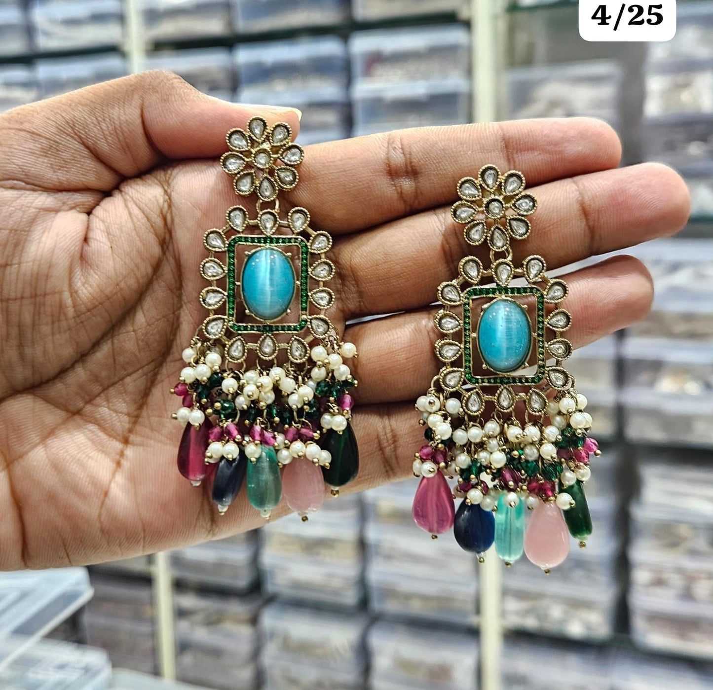 Elegant Chandbali Earrings with Beads and Pearl Accents - Lucentemarket