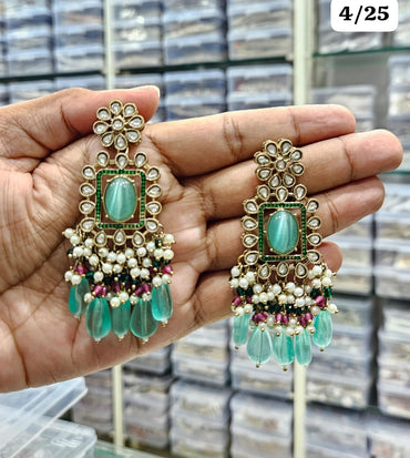 Elegant Chandbali Earrings with Beads and Pearl Accents - Lucentemarket