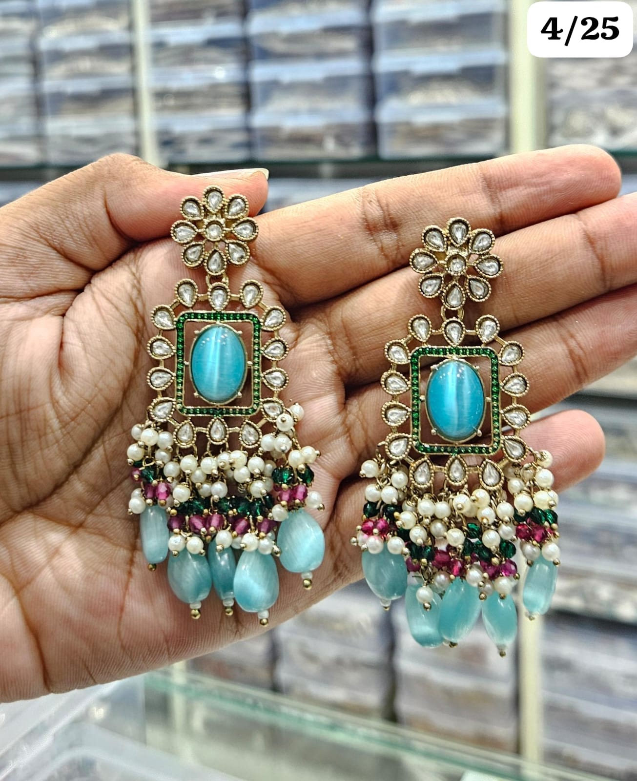 Elegant Chandbali Earrings with Beads and Pearl Accents - Lucentemarket