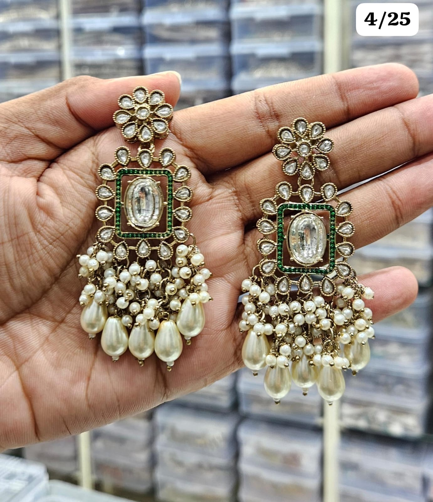 Elegant Chandbali Earrings with Beads and Pearl Accents - Lucentemarket