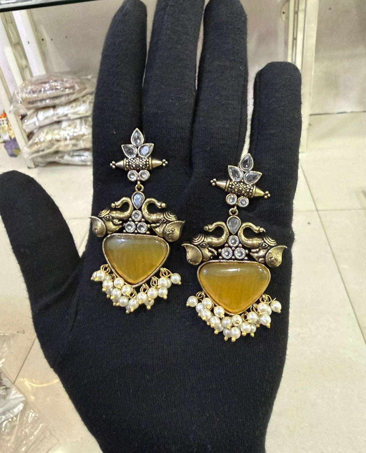 Handcrafted Elephant Motif Drop Earrings