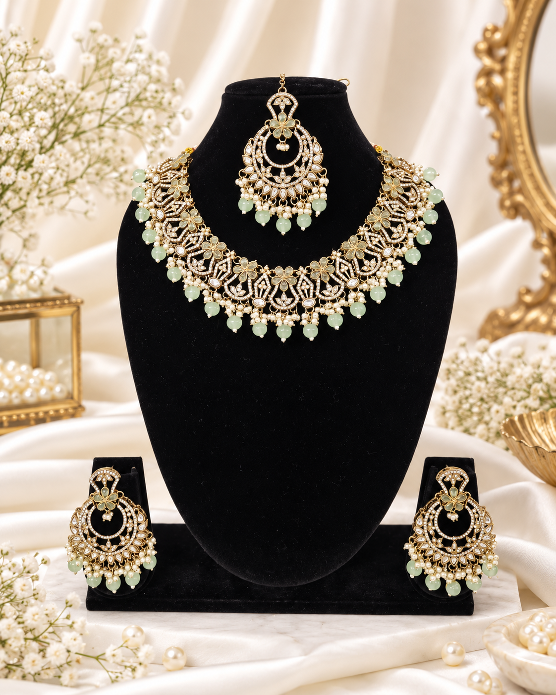 Bloom Multicolored Floral Kundan Necklace Set