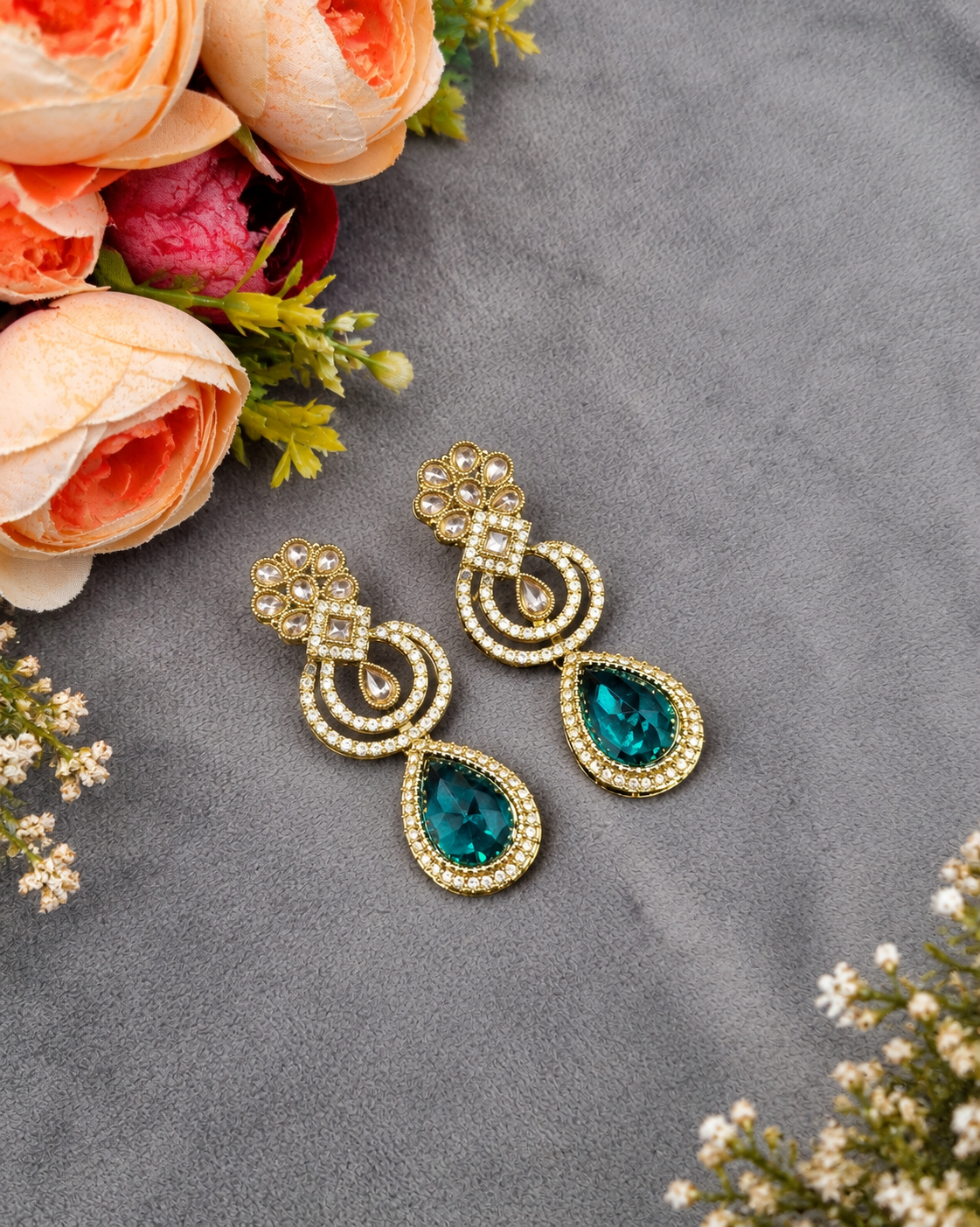 Teardrop Crystal Art Deco Statement Earrings