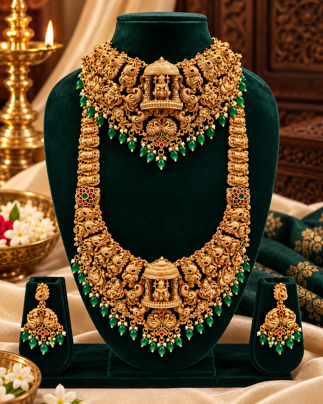 Heritage South Indian Bridal Temple Jewellery Combo Set