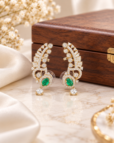 Scalloped Winged Ear Climber Earrings
