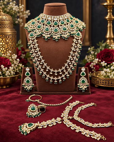 Bridal Polki & Pearl Handcrafted Jewelry Set