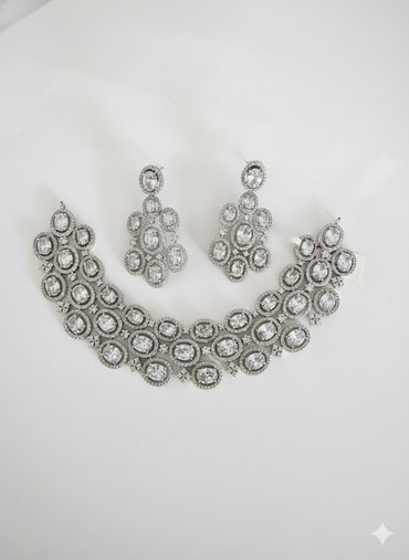 Marquise & Oval Cut Bridal Cluster Jewelry Parure