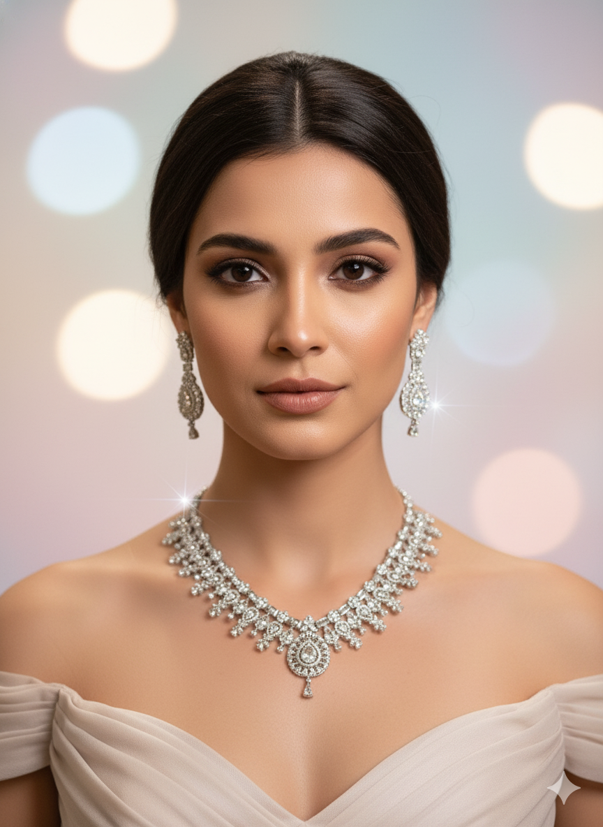 Designer Teardrop and Marquise AD Jewelry Set