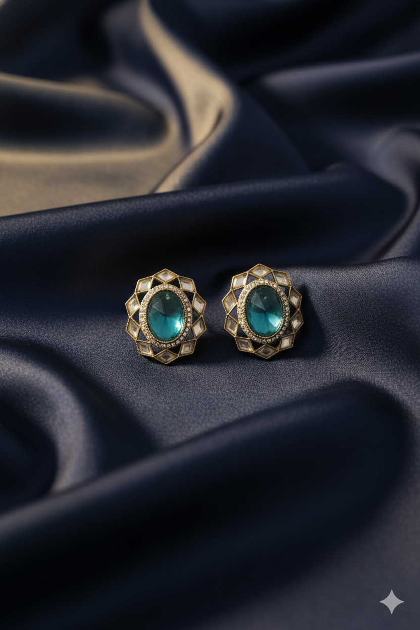 Sapphire Blue Oval Crystal Tops for Women