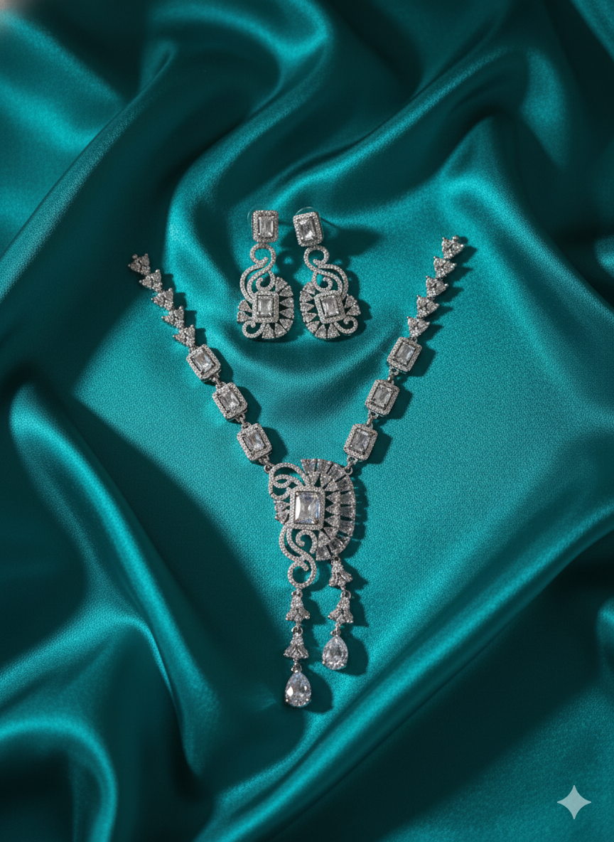 Marquise & Baguette Cut Diamond Simulant Jewelry Set