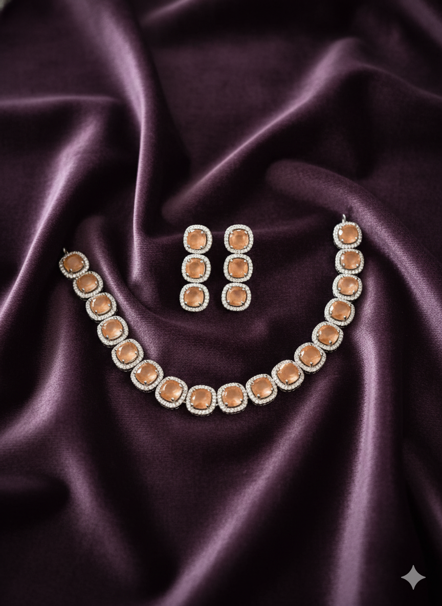 Fancy Colored Stone Sparkling Motif & Solitaire Set