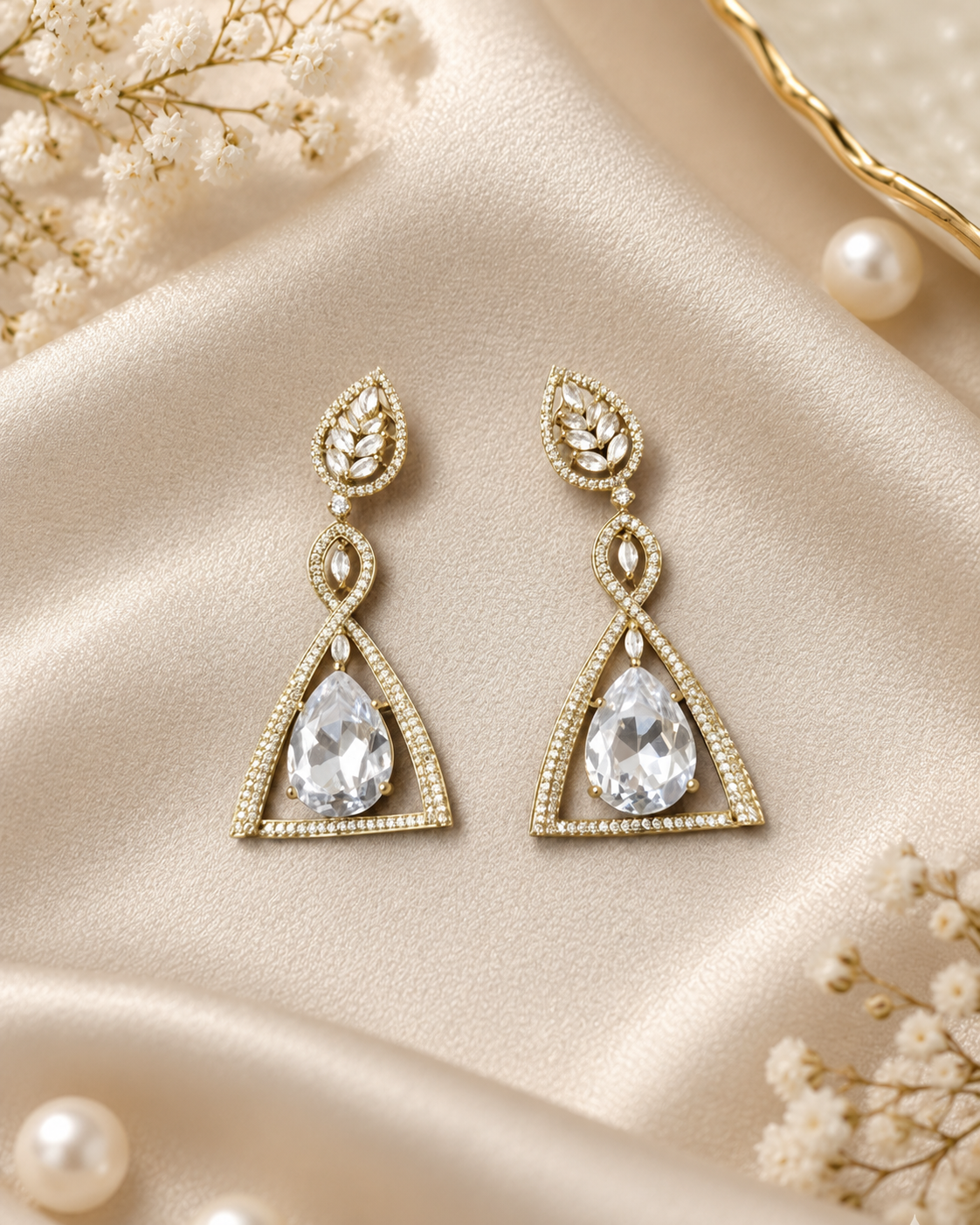 American Diamond Chandelier Drop Earrings For Woman