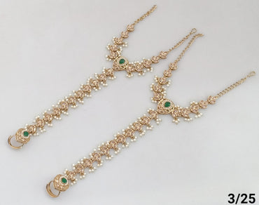 Elegant Bridal Hand Harness – Pearl & Stone Embellished Jewelry Set (Pair)