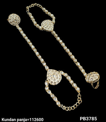 Gold Plated Traditional Kundan Hathpanja Set