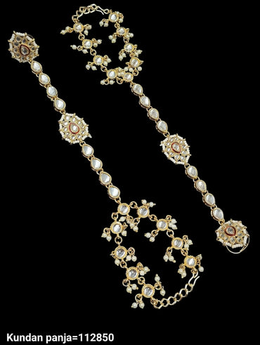 Gold Plated Traditional Kundan Hathpanja Set