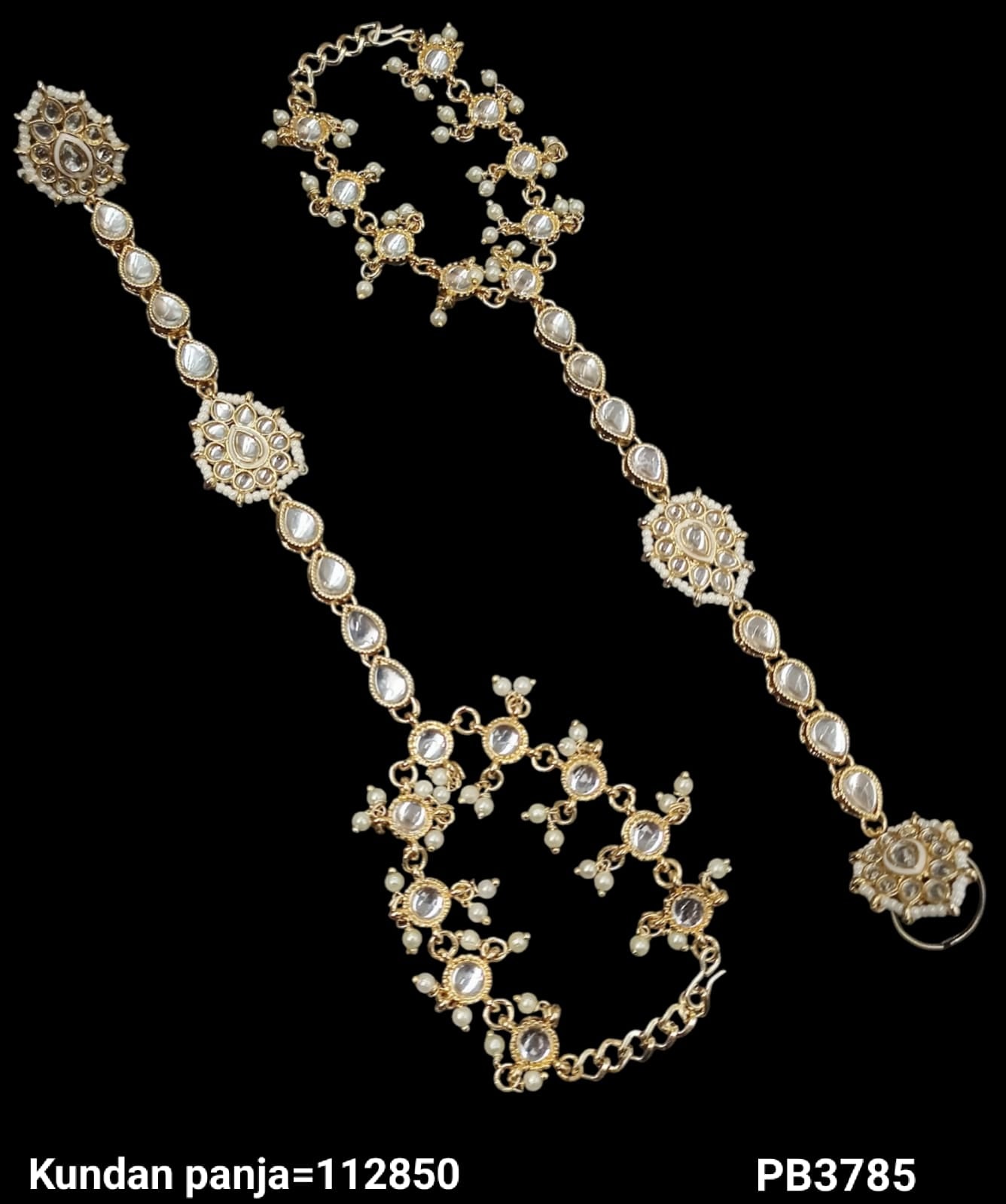 Gold Plated Traditional Kundan Hathpanja Set