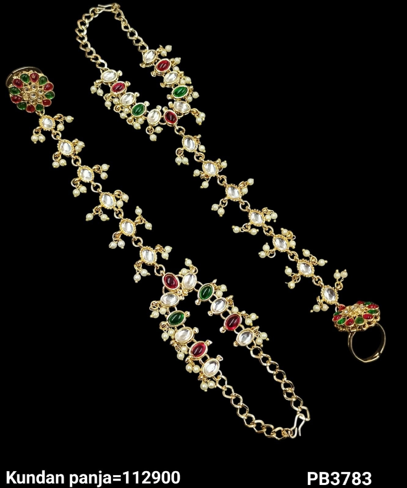 Traditional Gold Plated Kundan Hathpanja Set
